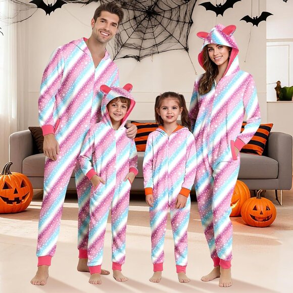 Family Christmas Pajamas Onesie Hooded Sleepwear All Sizes Available - Picture 2 of 4